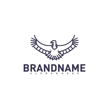 Vulture bird logo line icon design vector Illustration. line logo premium design