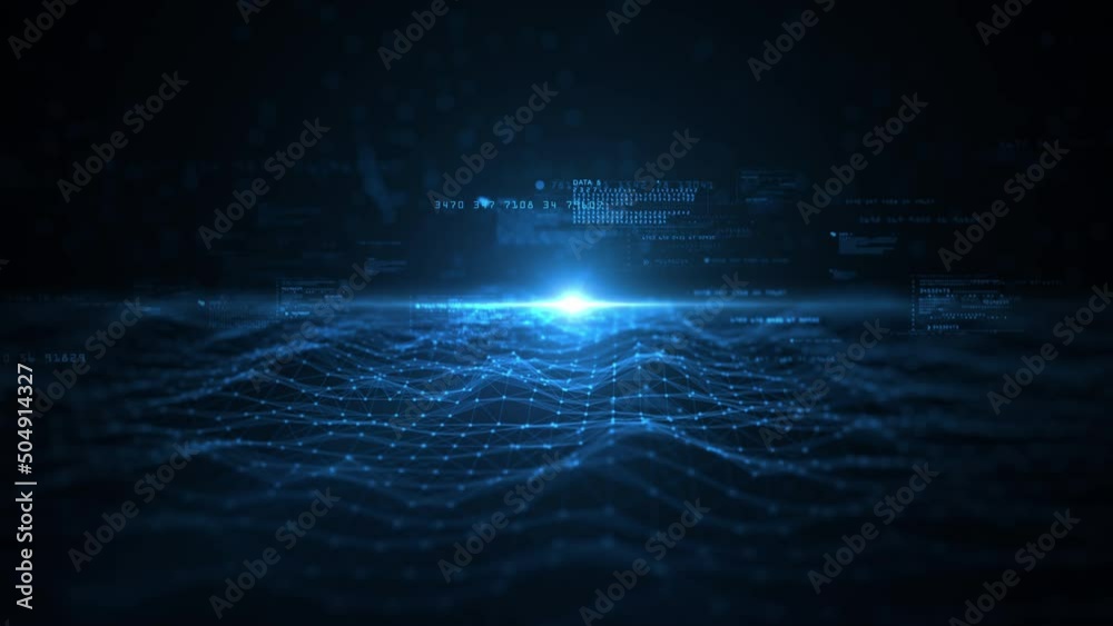 Poster technology digital big data connection, digital cyberspace, digital data network and blockchain conn