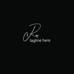 Rm tagline Initial Handwriting Logo Vector