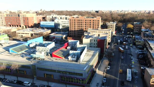 Arc Shot of Bathgate High School in the Bronx