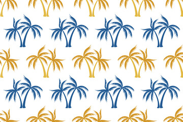 Fototapeta na wymiar Coconut tropical palm tree summer seamless pattern