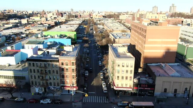 Aerial Street View Shot of Bathgate High School in the Bronx