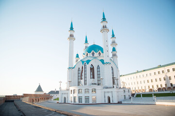 Fototapeta na wymiar The Kul Sharif Mosque building in Kazan. Beautiful architecture on a sunny day.