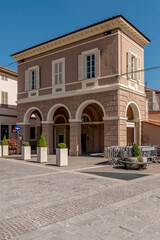 Fototapeta na wymiar A glimpse of Piazza Garibaldi in the historic center of Buti, Pisa, Italy