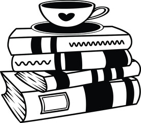 Coffee, Tea Books Stacked Vector Illustration File