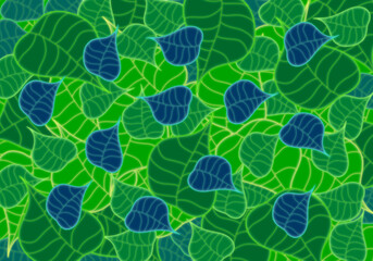 background, vector background of green and blue stylized leaves and veins
