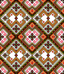 Geometric Embroidered Seamless Pattern of Ukrainian Ornament