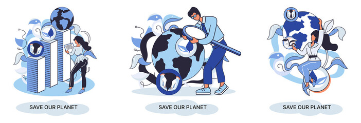 Fototapeta premium Save our planet ecological metaphor Earth day, love for native home. Sustainable gardening renewable energy. Caring for nature protecting environment stop air and water pollution, rational consumption