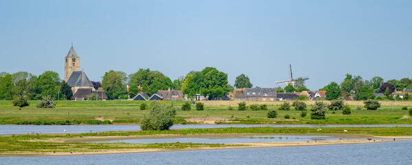 Zalk aan de IJssel - Zalk on the IJssel river, Overijssel province, The Netherlands - obrazy, fototapety, plakaty