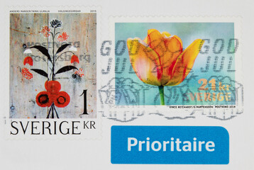 briefmarke stamp vintage retro alt old schweden sweden sverige weihnachten christmas slogan werbung...