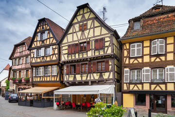 Street in Obermai, Alsace, France