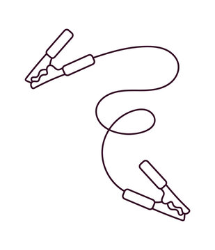 Outlined Emergency Battery Cables icon. Vector illustration