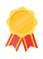 Golden medal with strip. Sport Winner Trophy. Vector illustration