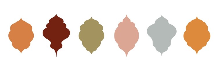 Collection of oriental style Islamic arches and windows.