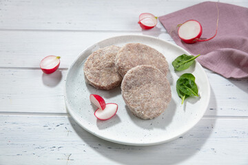 Semi-finished cutlets from beef, fast food