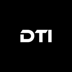 DTI letter logo design with black background in illustrator, vector logo modern alphabet font overlap style. calligraphy designs for logo, Poster, Invitation, etc.