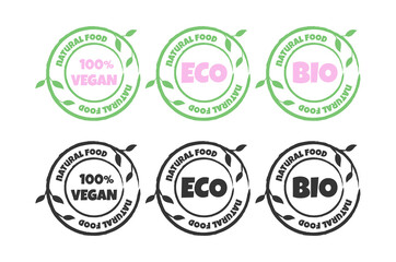 Obraz premium Eco logo. Natural icons. Eco Bio Vegan sticker