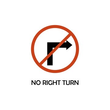 no right turn road sign vector icon illustration sign 