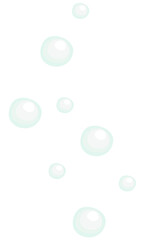 Vector illustration of blue transparent bubbles isolated on white background.
