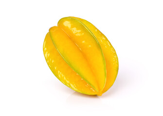 Fresh carambola fruit (Starfruit, star apple) isolated on white background with clipping path. 
