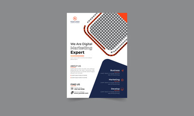 Business flyer design corporate flyer template geometric shape poster design brochure gradient abstract magazine background space for photo in A5 size