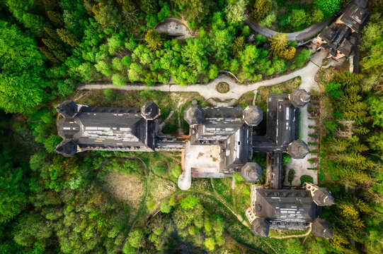 Castle in Lapalice, surrounded by Kashubian forests and lakes, Poland