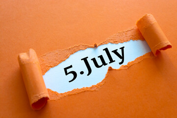 Calendar date. July 5 written under torn paper.