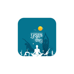 21 June- international yoga day, woman in yoga body posture. Vector