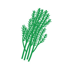 Heap of fresh green dill. Flat vector illustration isolated on white.