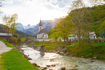 Ramsau bei Berchtesgaden, Germany. Autumnal scenery of Ramsau National Park in Berchtesgadener Land...