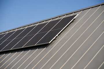 State-of-the-art solar panels placed on the roofs of houses of ecological construction