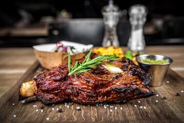Grilled BBQ T-Bone Steak with Fresh Rosemary