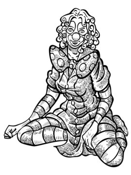 Clown Girl black and white