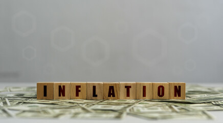 Inflation, hyperinflation in the dollar one dollar bill economic direction The concept of reducing purchasing power from inflation. - obrazy, fototapety, plakaty
