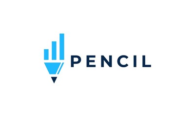 pencil and financial graphic logo vector icon illustration.