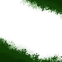 multi green layer of bush leaves leaf frame with white background. foliage frame border with bank space for design. spring season templates for stories and post.