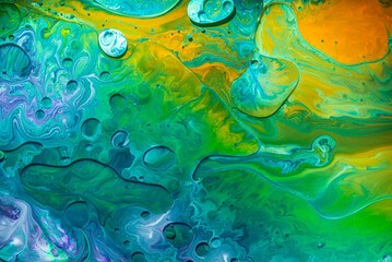 Fototapeta na wymiar Green Acrylic pour Liquid marble abstract surfaces Design.