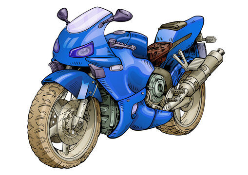 Super Blue Motorbike isolated on white	