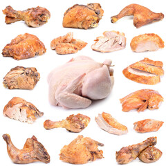 Freid chicken on a white background