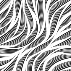 Seamless vector black and white pattern of smooth thin lines.Seamless vector pattern of abstract smooth lines or waves in black color isolated on white background.