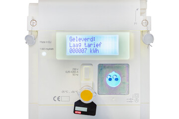 New modern Dutch smart meter for electricity isolated on a white background