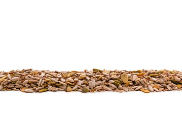 Mix of seeds for a salad. A pile of mixed seeds.