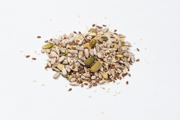 Mix of seeds for a salad. A pile of mixed seeds.