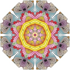 Colorful cute Mandala. Decorative unusual round ornaments.