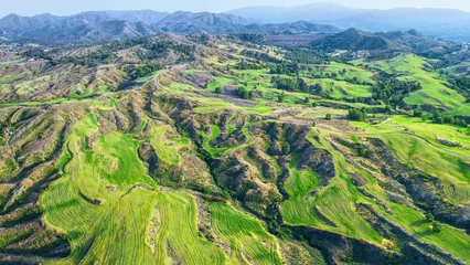 Rugzak Troodos mountains, Cyprus. Agricultural fields on mountainous terrain © ChaoticDesignStudio
