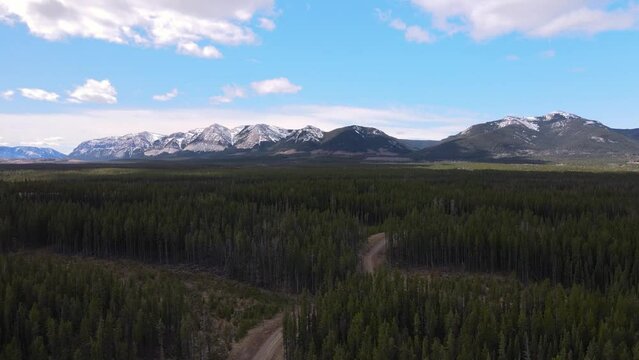 Aerial View Of Snow Top Mountains Near Nordegg Alberta Cananda