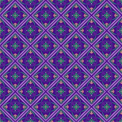 Geometric ethnic pattern design for carpet, wallpaper, clothing, wrapping, batik, fabric, illustration embroidery style,  purple background.