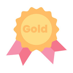 Badge with ribbons Dog bone gold medal Vector illustration