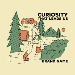 Vintage illustration of men doing hiking