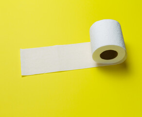 toilet paper roll on yellow background